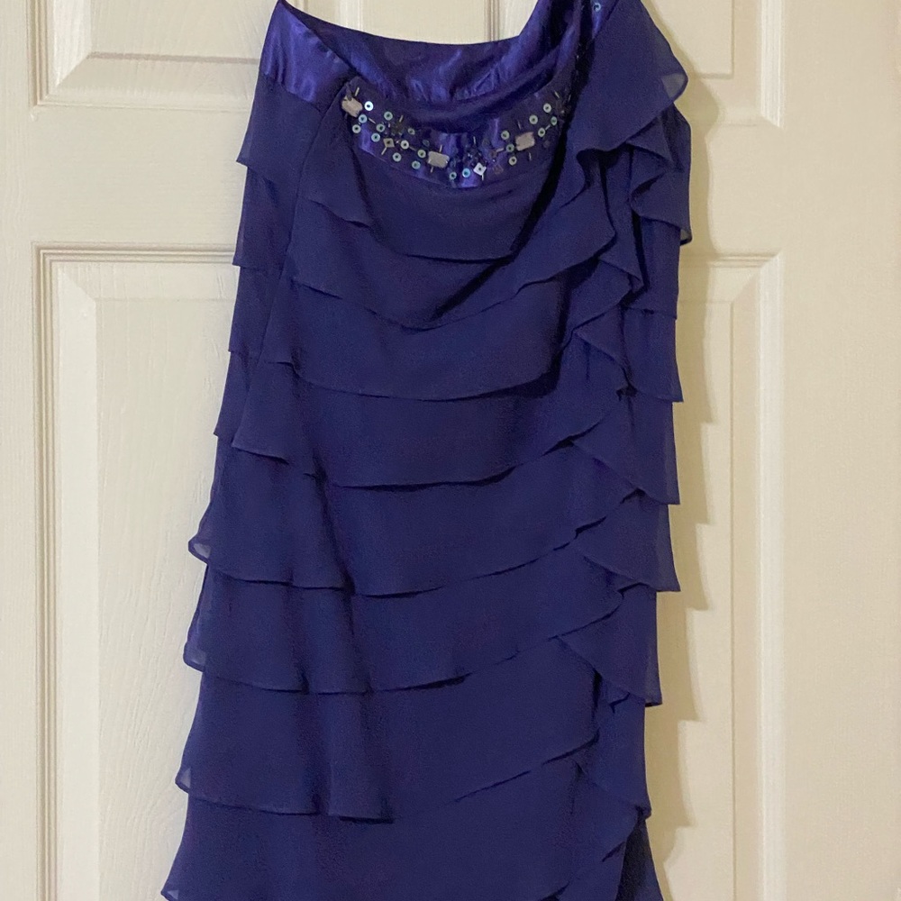 Beautiful One Shoulder Ruffle Dress with Sequins